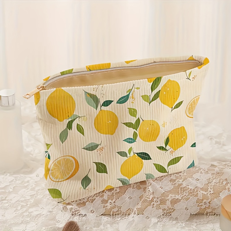 E-shop 1 Große Kapazität Zitronen-Cord-Reißverschluss Leichte Make-up-Tasche, Multifunktionale Toilettentasche