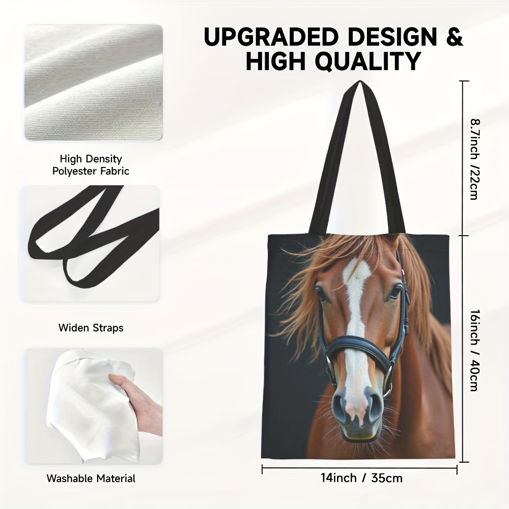 TEMU Borsa Tote da Lavoro con Stampa 1pz - Base Rinforzata, per Tablet e Portapenne, Borsa Rettangolare in Poliestere Resistente per Professionisti,