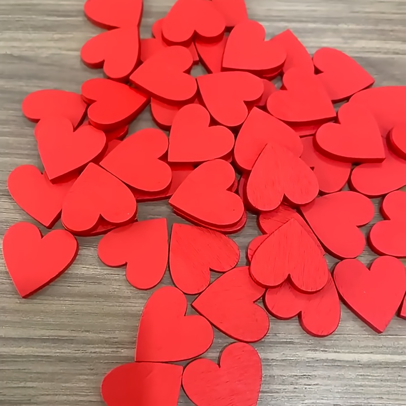 

100pcs Cœurs Rouges en Bois Charmants - Parfaits pour la Décoration DIY de la Saint-Valentin, Mariage & Fête, Embellissements, Décoration de Table