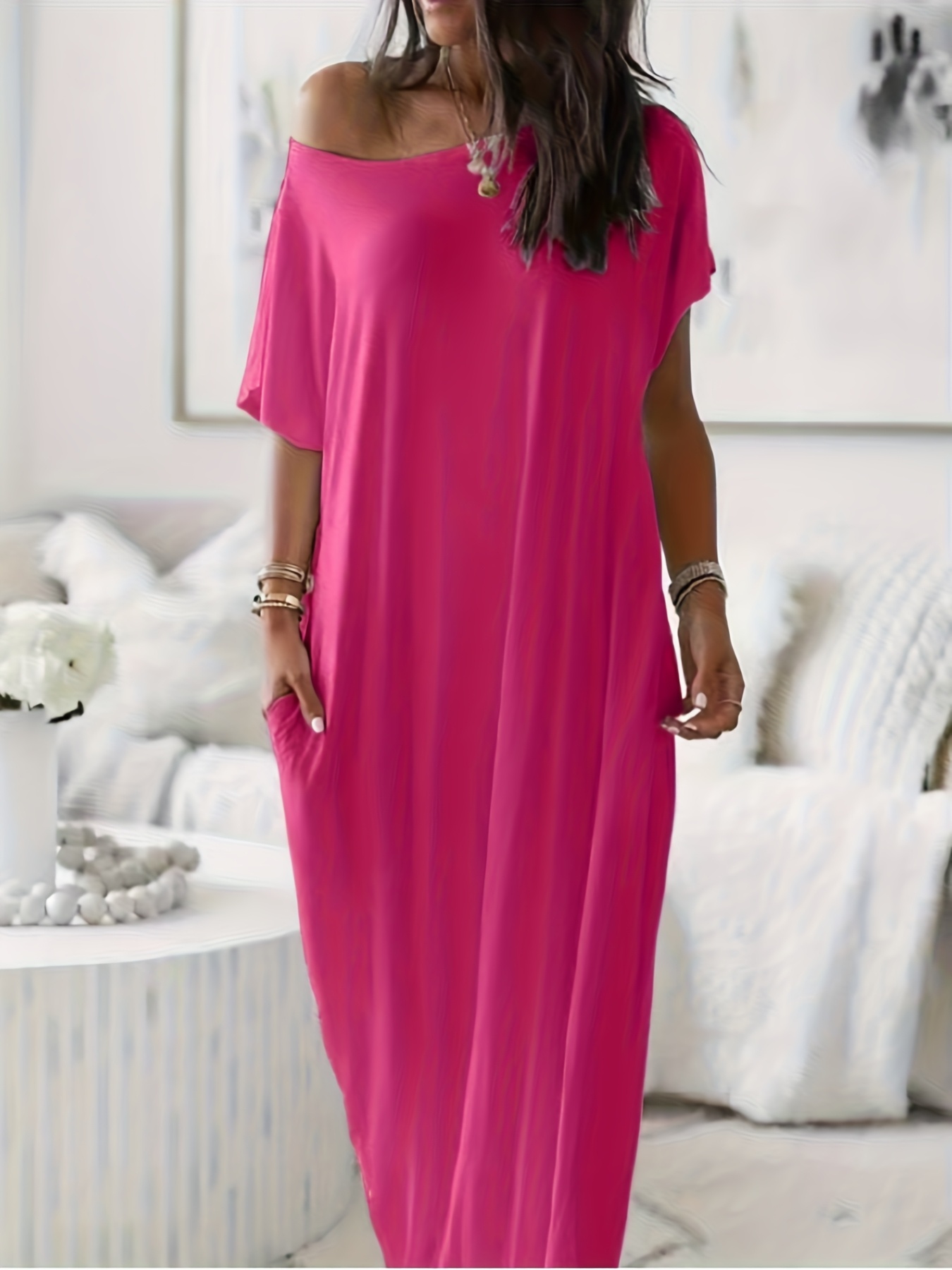 chinese dress ladies Blush Pink Floral Plaid Maxi Dress - All Dresses