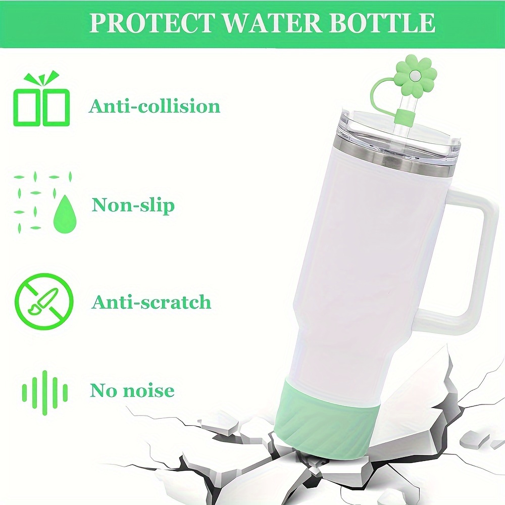 accesorios set de 9 piezas, cubierta   de silicona para   con flores 2 piezas y tapón antiderrame de silicona 3 piezas para vaso tumbler de 40oz con asa para   y 2   y 1 cepillo detalles 4