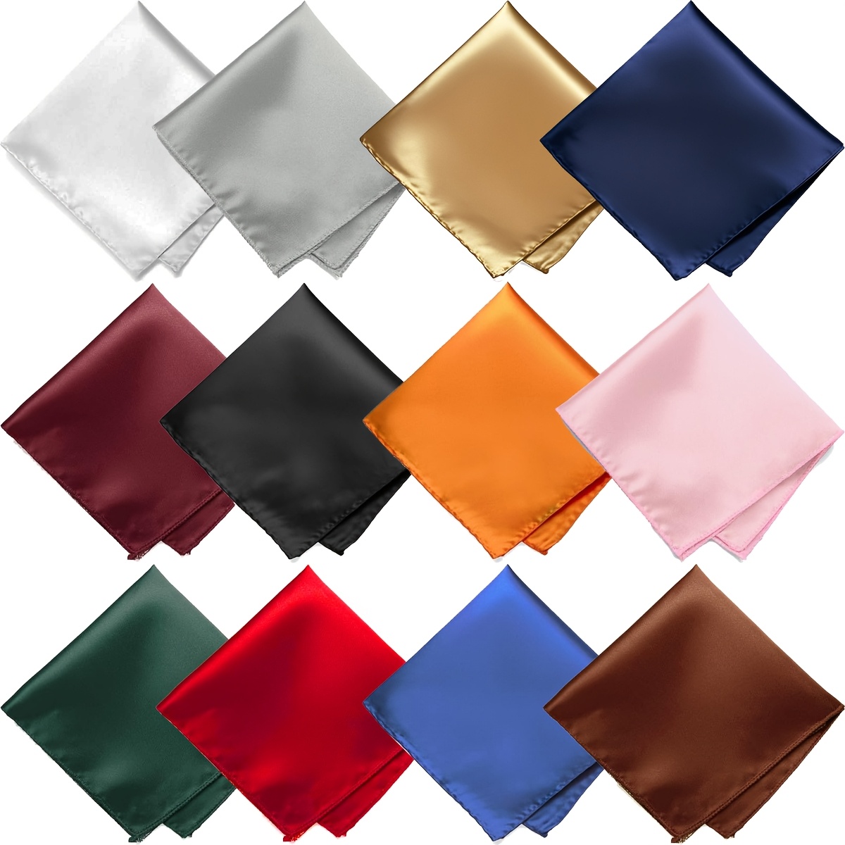 E-shop 12er-Set Herren-Taschentücher - Hochwertige Polyester-Taschentücher in Unifarben, 1200 GSM Textur, Verschiedene Farben für Hochzeiten, Formelle