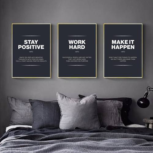 2d flat 2d flat 3pcs unframed success inspirational canvas wall art motivational quotes poster and print for office study decor no frame