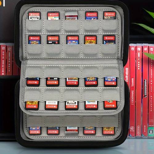 80 card game case for switch polyester storage organizer with shockproof scratch resistant protection sd card holder for gaming accessories