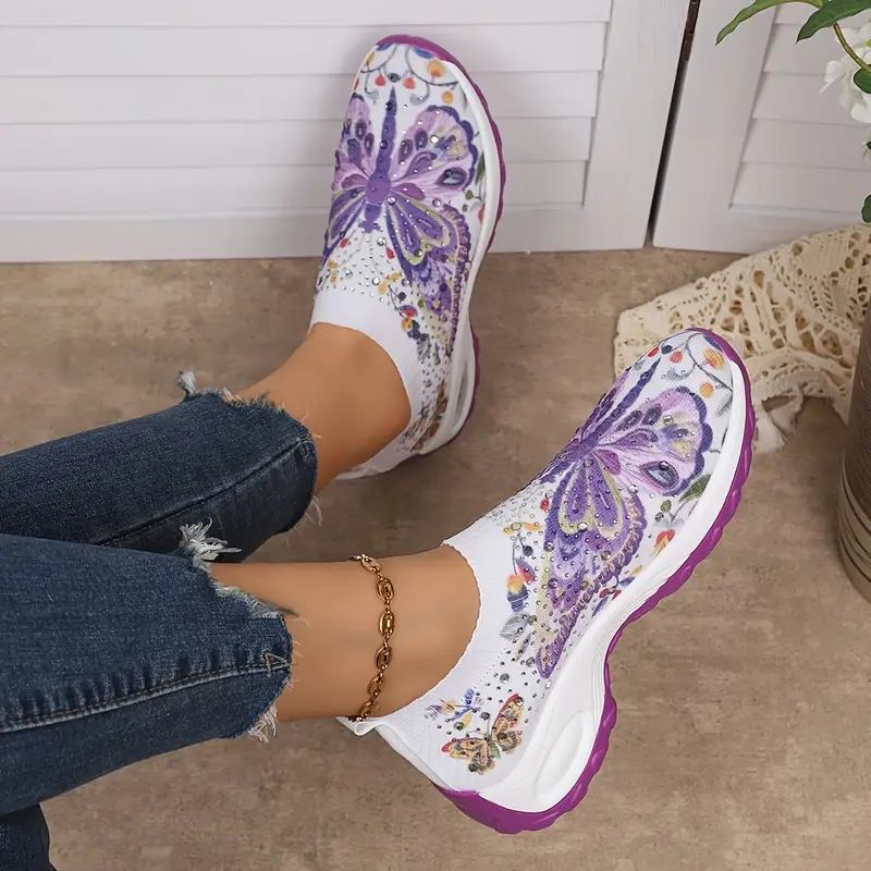 womens fashion sneakers breathable fabric upper eva sole slip on low shoes with positioning printing casual footwear details 6