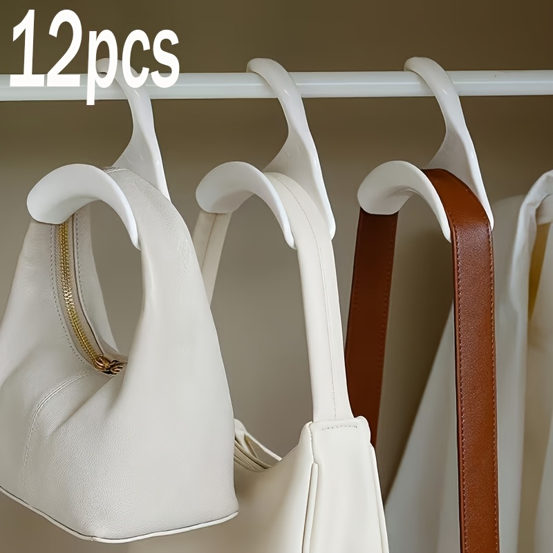 TEMU Set di 12 ganci appendiabiti resistenti e scaffale portaoggetti | Organizer in plastica per armadio per zaini, borse tote, cinture, sciarpe e ,