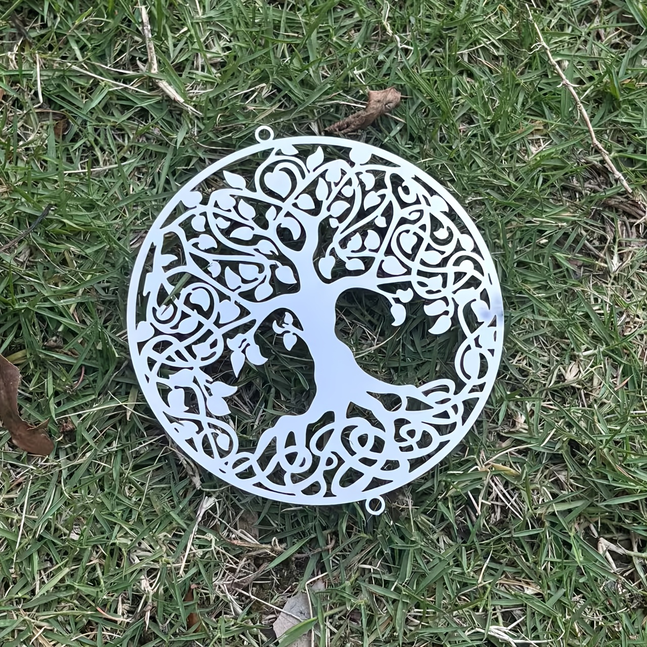 TEMU Silvery Tree Of Life Pendant, Stainless Steel Flowing Hanging Diy Wind Chime Suncatcher Parts, Wealth Mascot, , Home And Garden Decoration Gift