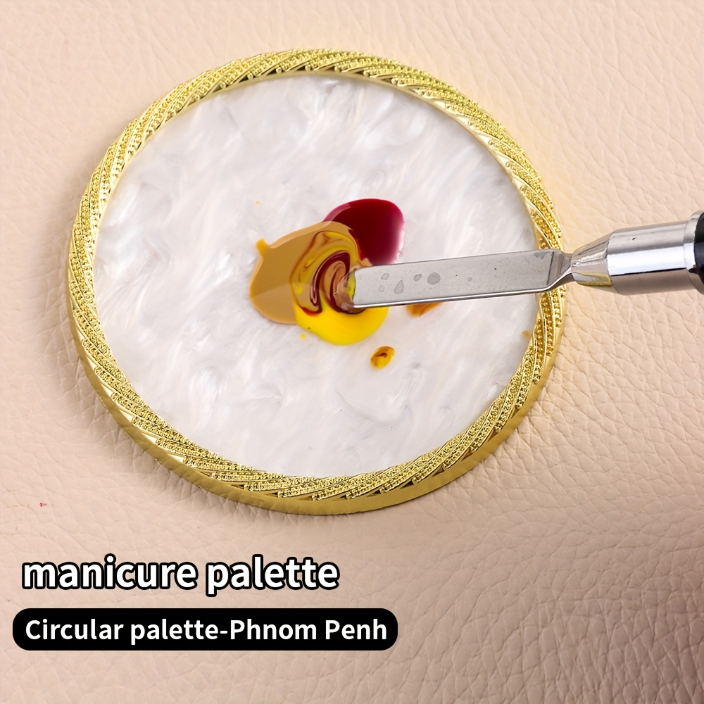 TEMU 1 palette de couleurs pour ongles, rondes ovales en résine agate, pour palette de couleurs de peinture à ongles, plateau pour ongles et