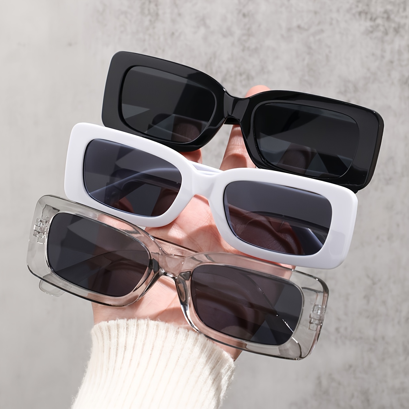

3 Pcs Women's Square Glasses, Classic Minimalist Design, Plastic Frame Fashion Eyewear For Daily Life And Vacation Accessory