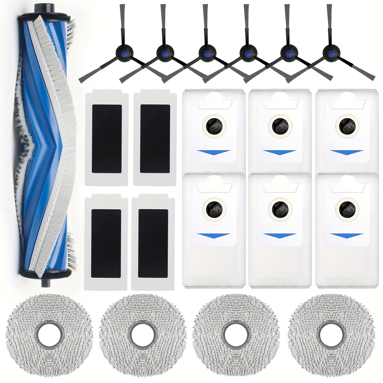 TEMU This Is A Set Of Additions For The For T30s/t30s Ai/t30s Pro/t30s Care Robot Vacuum, Including -shaped Brush, 4 Hepa Filters, 4 Mop Pads,