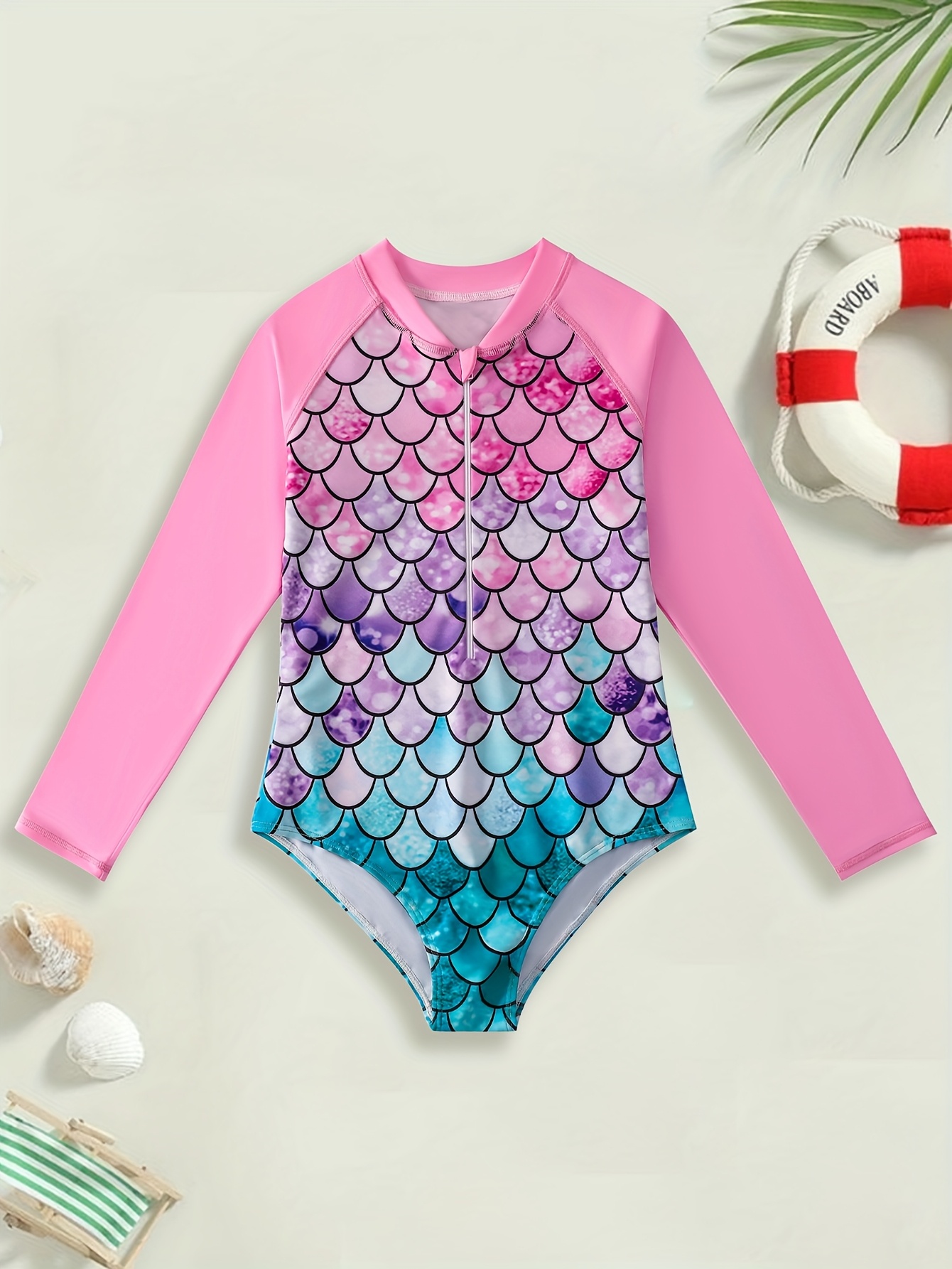 girls long sleeve mermaid swimsuit breathable Temu United Arab