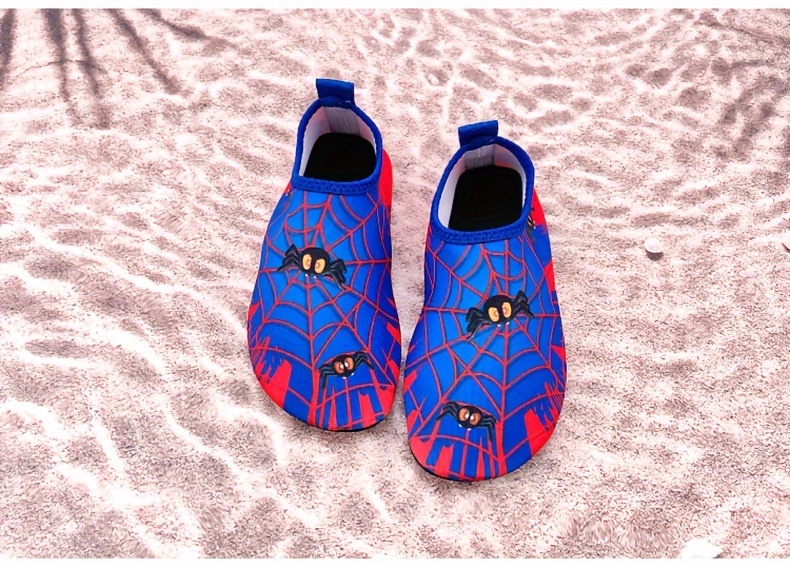 Spider Boy Beach Shoes Red Wading Shoes Lightweight Water Shoes Beach Swimming Girls Water Shoes Swimming Surfing Summer Youngsters's Cartoon Cute Three Spider Webs
