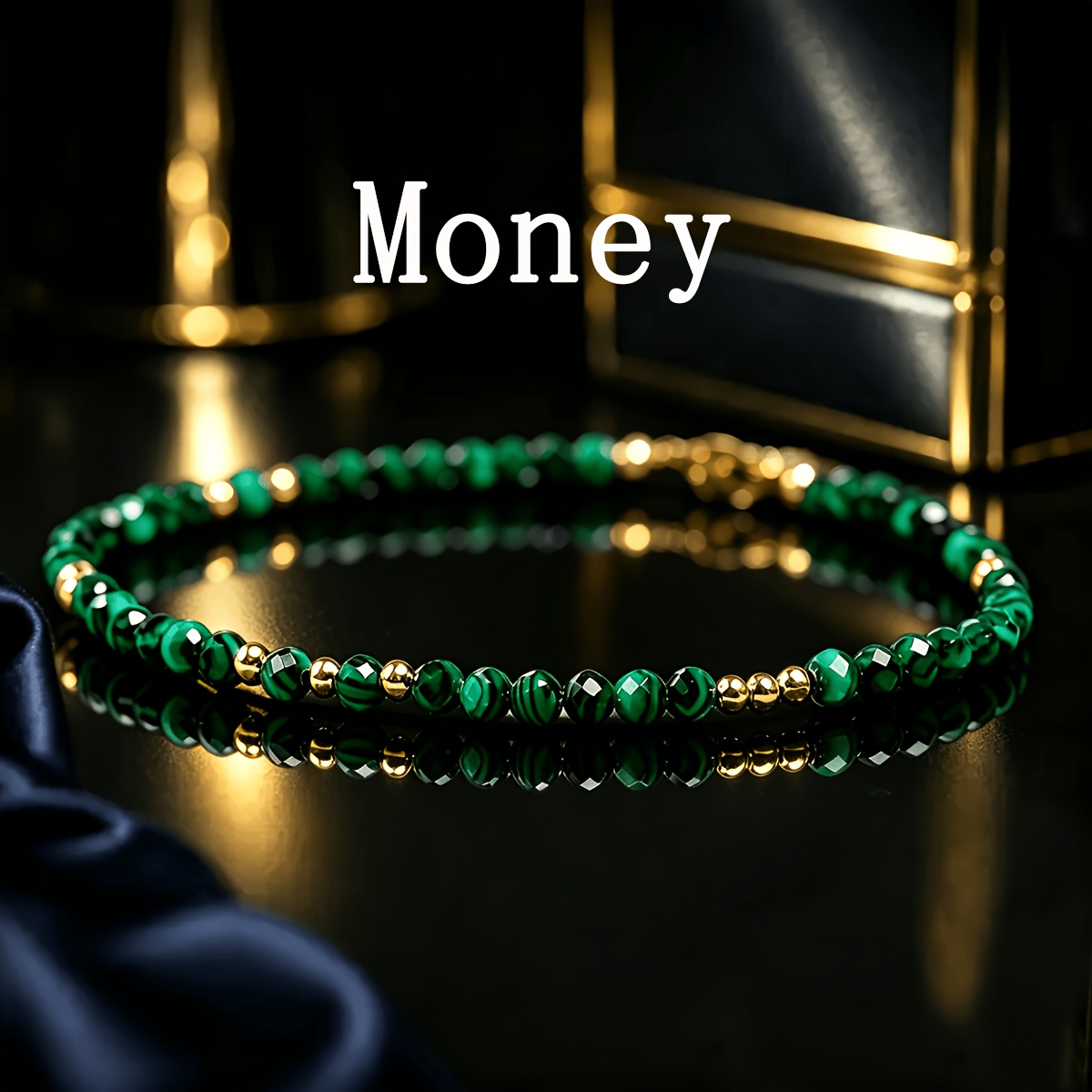 TEMU Bracciale LINEARGEMS in Malachite Naturale per - in Stile Boh矇mien/Vintage, Perline di Malachite Verde, per Vacanze, Uso , Feste, Regalo per San