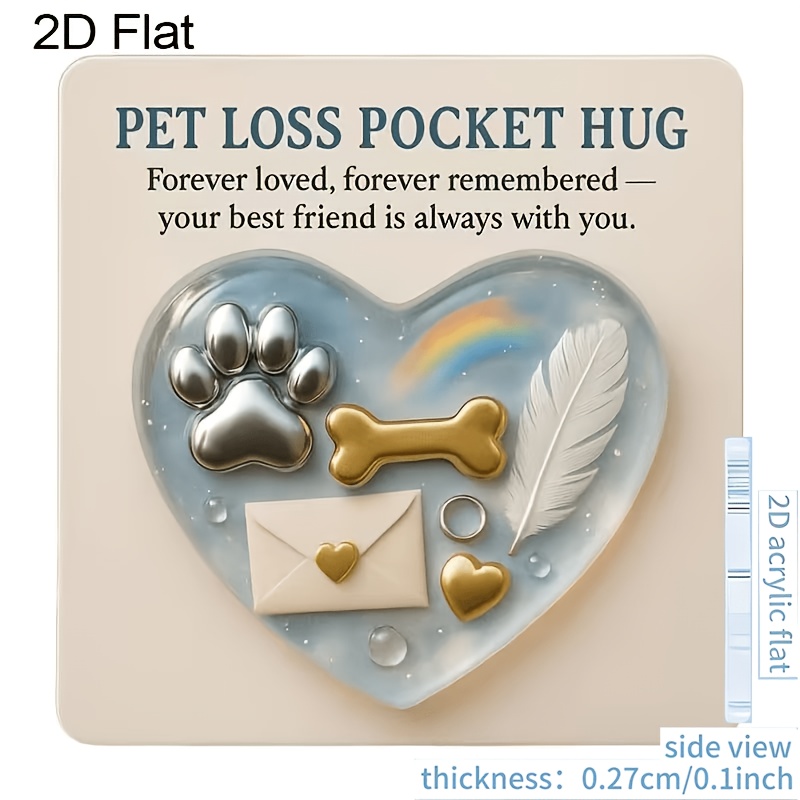 TEMU Mini Heart-shaped Hug Keepsake - Pet Loss Memorial Gift, Includes Condolence Card, Designed For Dog Lovers As A Comforting Token, Pet Ash