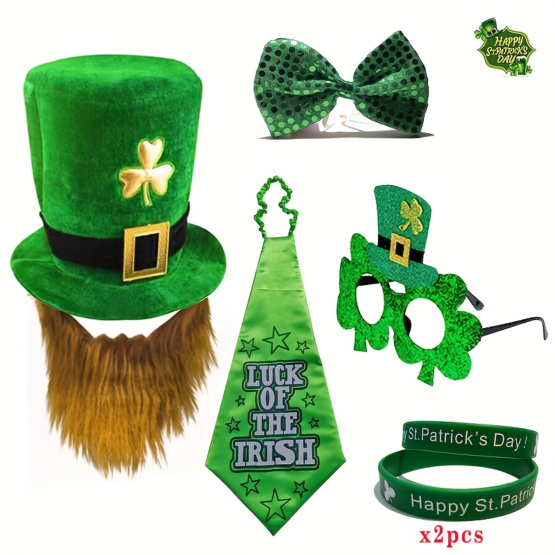 St. Patrick's Day Shamrock Accessories Lucky Clover Beard - Temu