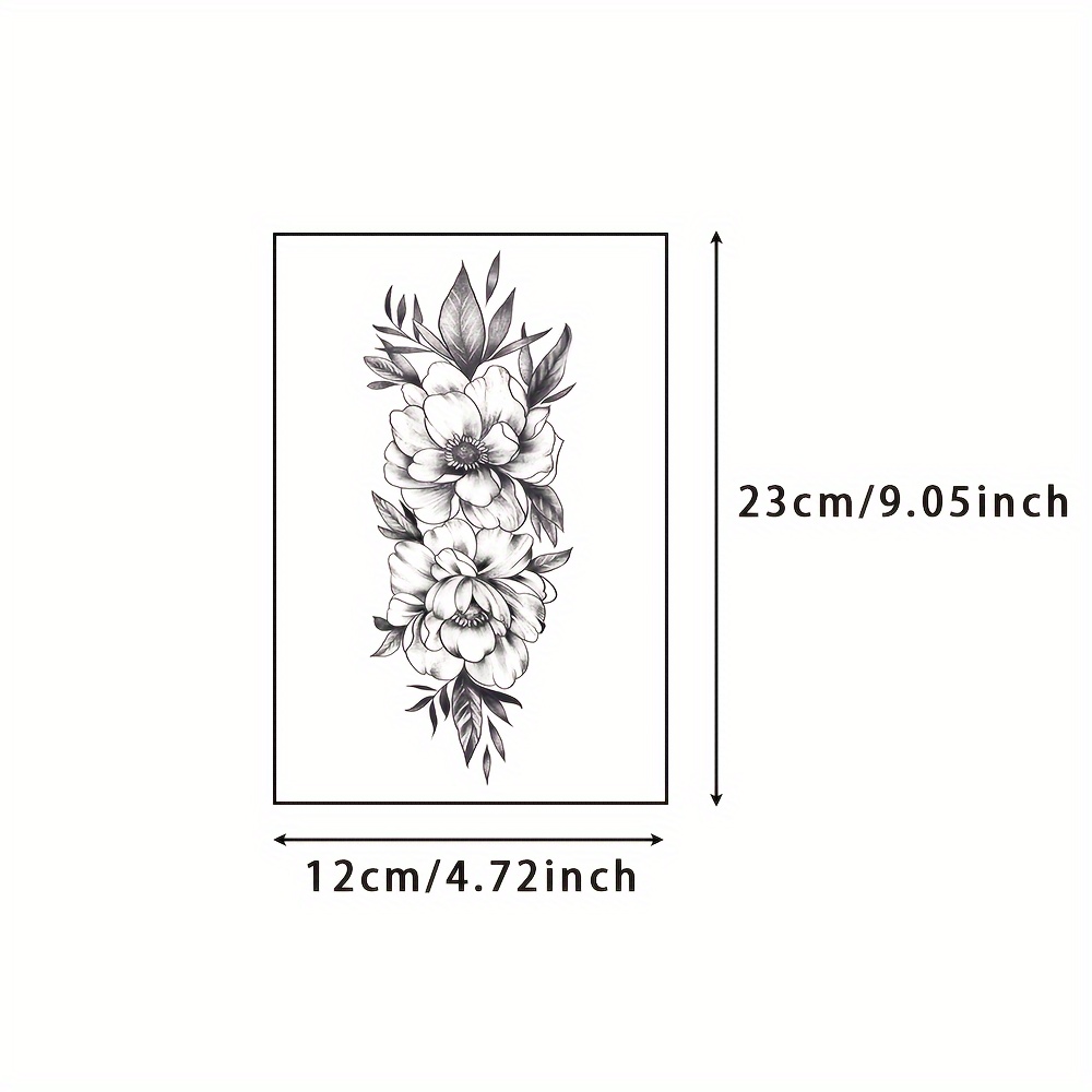 TEMU 6 Large Herbal Tattoo Stickers, Including 1 Floral Random Designs, 7-15 Days, Waterproof And Friction-resistant, Realistic Effect, Suitable For Do Not Want To Tattoo Pain