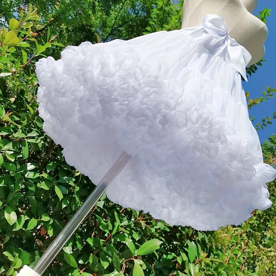 Women 4 Layer Elastic Drawstring Waist Underskirt Solid Color Short  Petticoat Soft Tulle Mesh Puffy Tutu Skirt for Wedding Dress 
