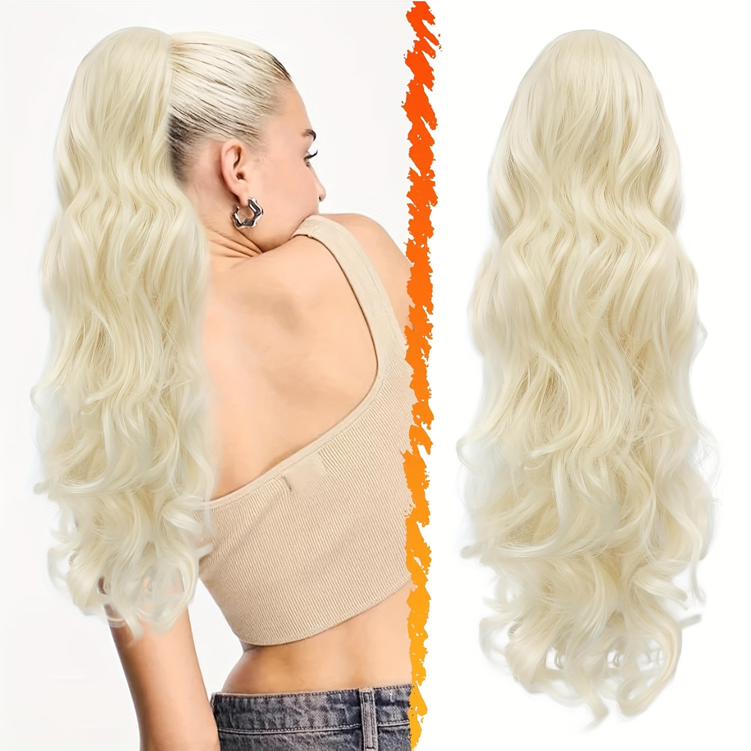 drawstring ponytail extensions 20 inch curly wavy - Temu display picture 2