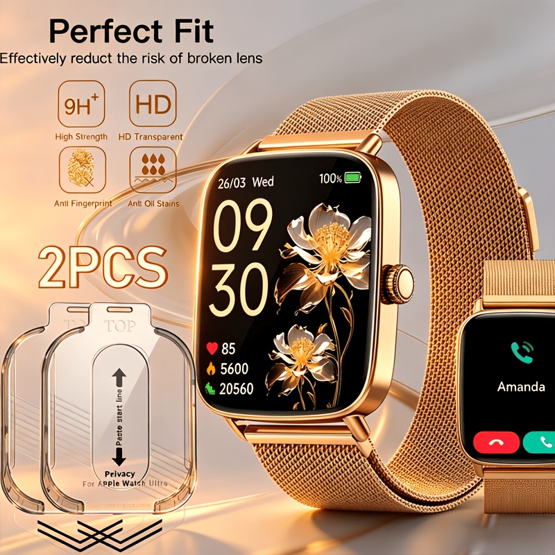 TEMU 2pcs High Definition Dust-free Glass Protective Film For Watch Ultra 1/2/3 - 49mm 9h Tempered Screen Protector, Designed For Extreme