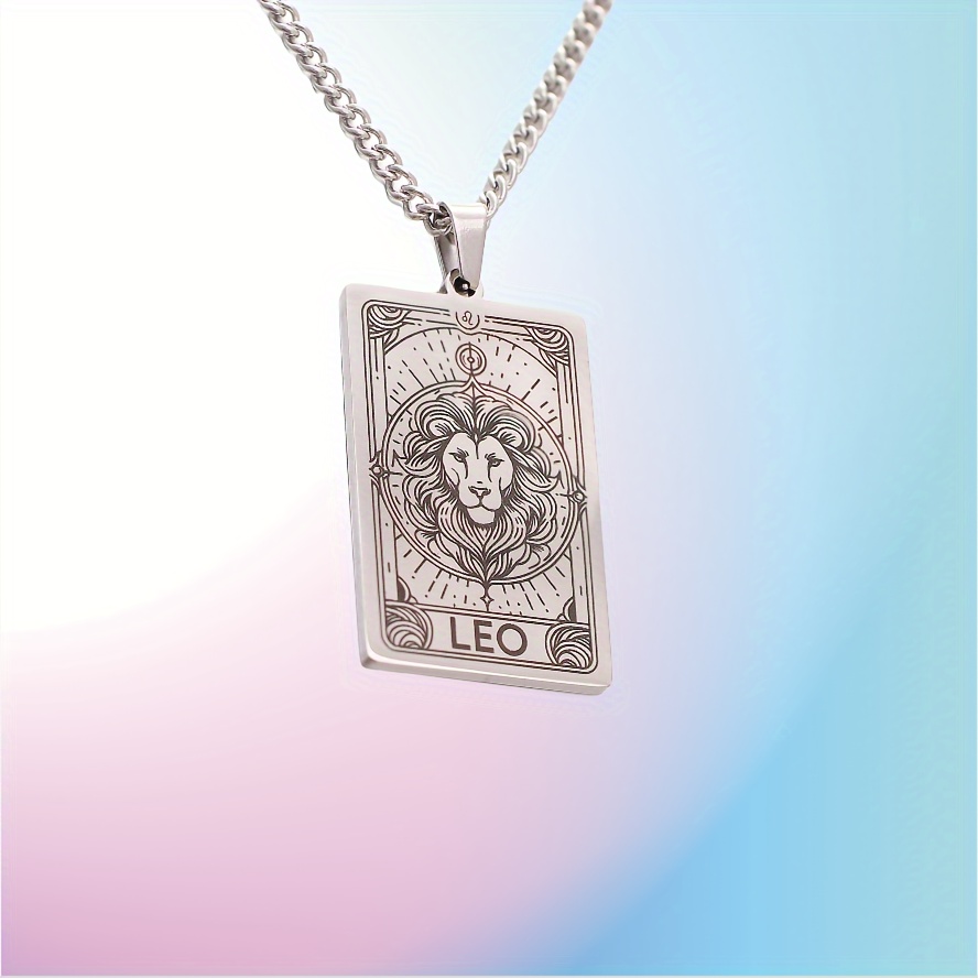 Image of 316l 316l Stainless Steel Card Necklace Men's Constellation Jewelry Birthday Gift Pendant Necklace