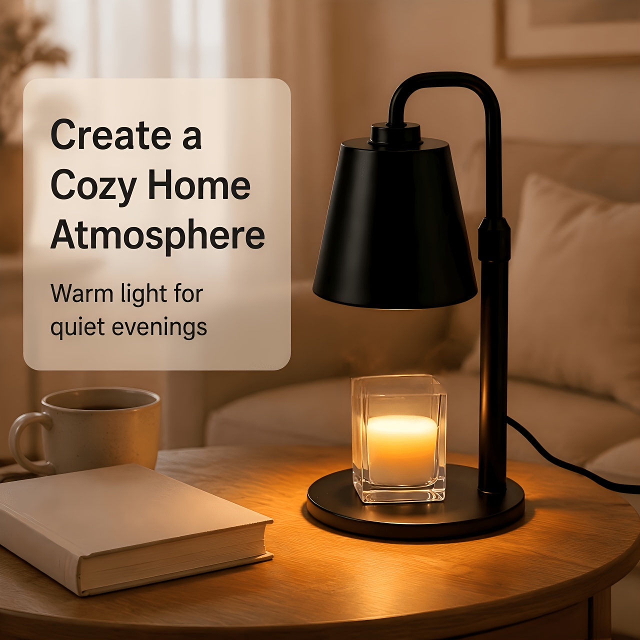 TEMU Adjustable Height Wax Warmer Compatible For All Candle Jars - Stainless Desktop Heater With Pure Mild Scent Diffuser, Compact Suitable For Use,