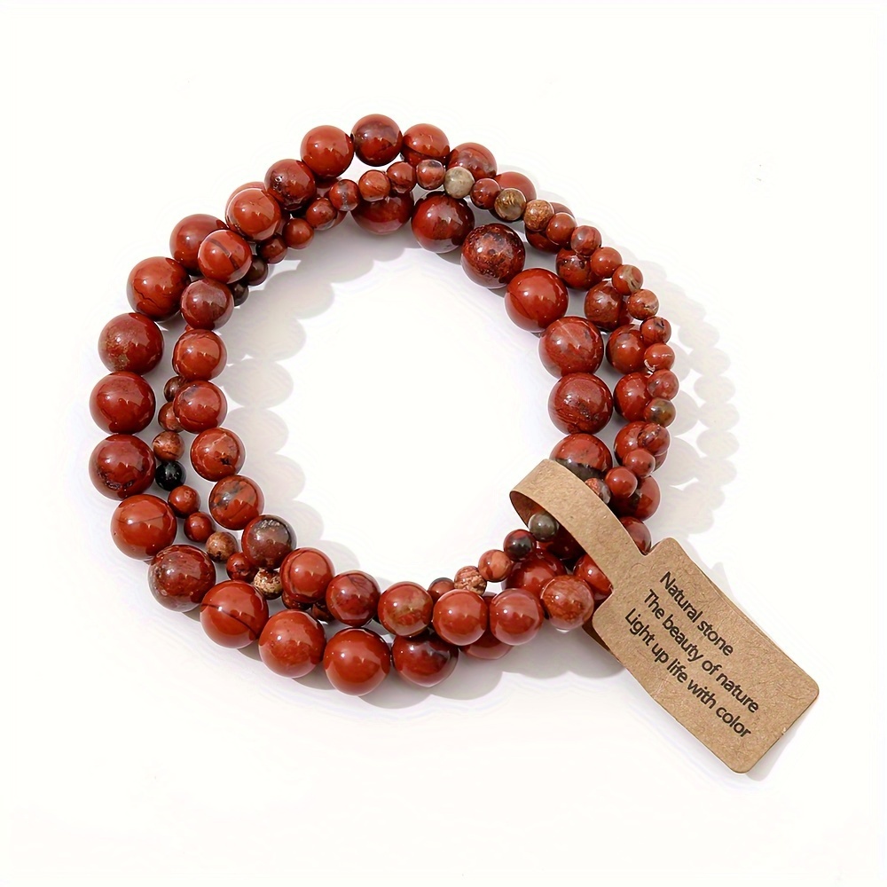 Stone Bead Bracelet Set, 4mm 6mm 8mm, Couple Hand Chain