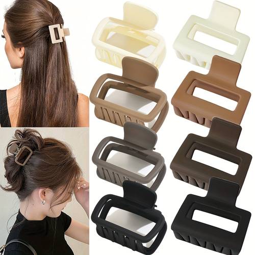 8pcs set medium women matte square lightweight plastic hair claws fashion versatile elegant minimalist solid color hair accessories for daily