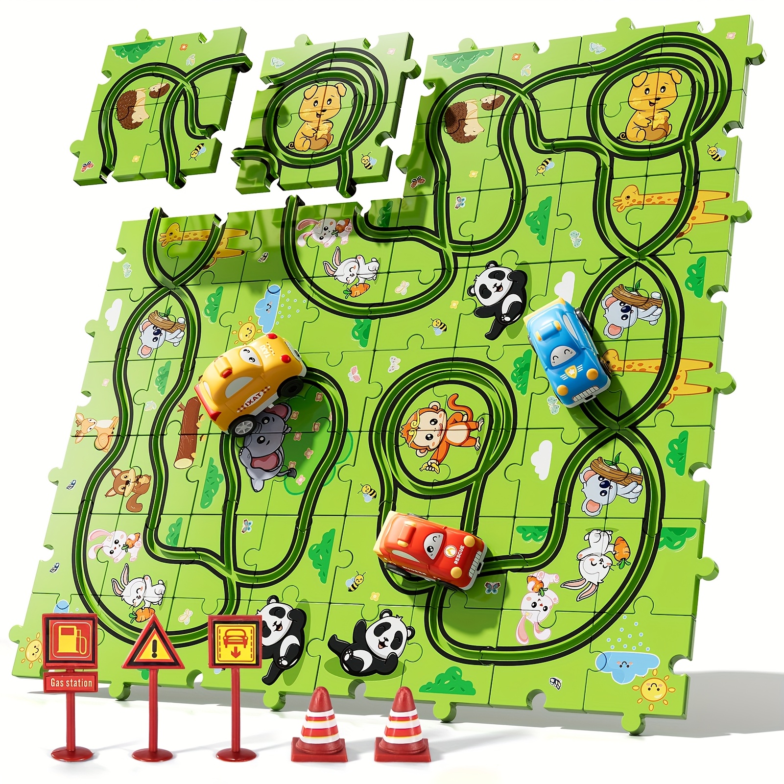 TEMU Jigsaw Puzzle Race Track Car Set Toys For Kids Boys, Puzzle Tracks Car Toys Gifts For Boys Kids