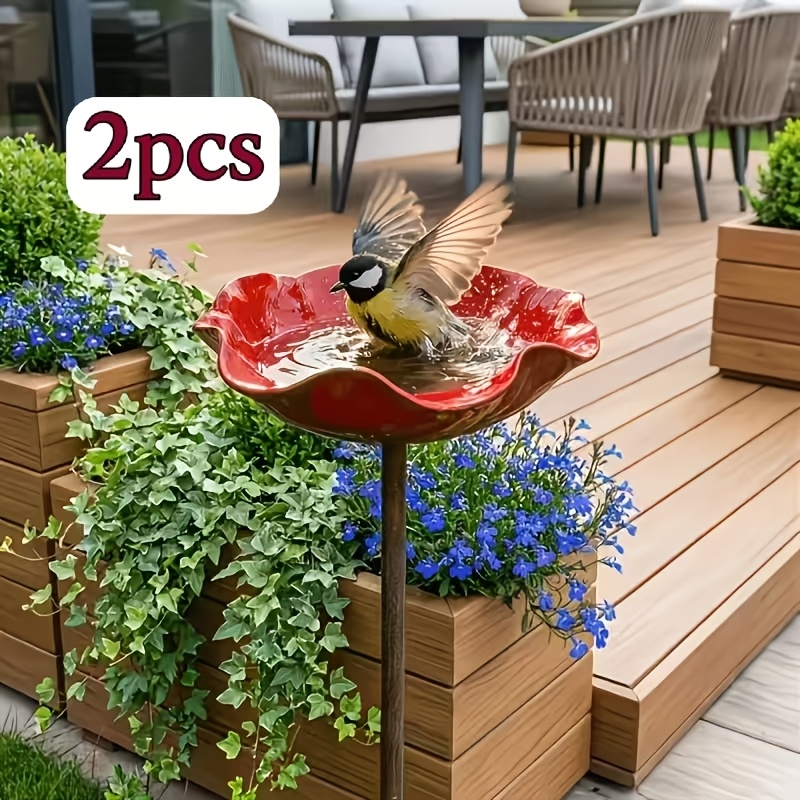 TEMU Lot de 2 Bains pour oiseaux d'extérieur 3D Cadeau de Noël, Bol de mangeoire à oiseaux en , Convient , Dispositif de bain pour oiseaux aux