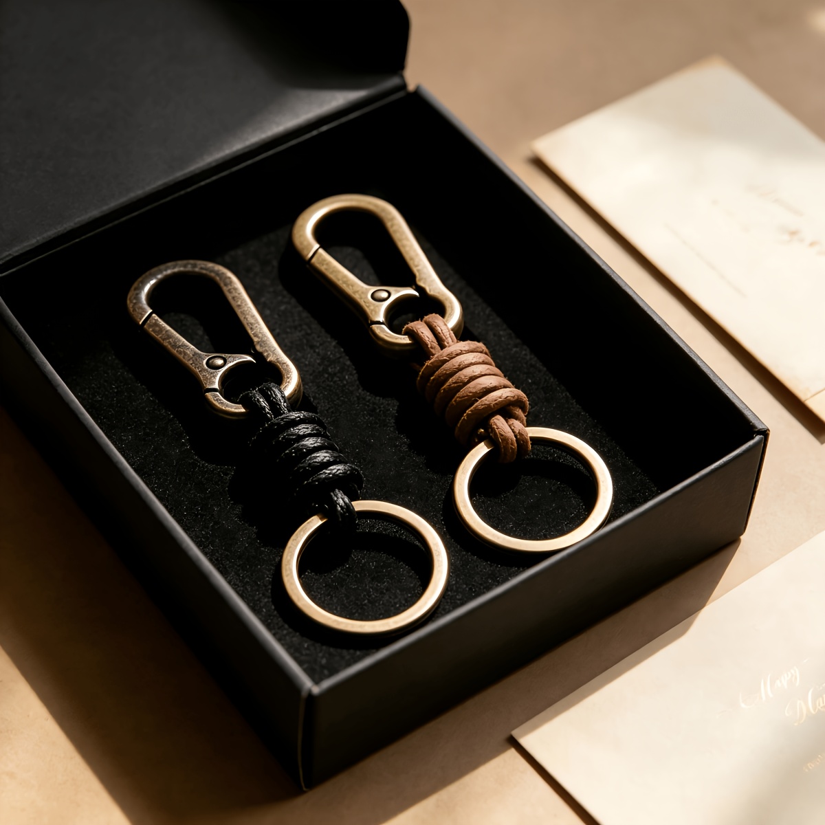 TEMU 2 Handmade Woven Leather Rope Keychains Retro Easy Creative Car Hanging Ornaments Bag Charms Unisex Gifts