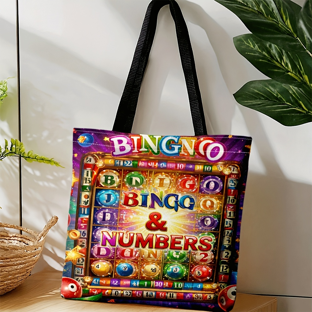 TEMU Sac bandoulière pour femme avec imprimé numéros de bingo et motif pailleté bingo et chiffres - Lavable en machine, convient pour les fêtes, les