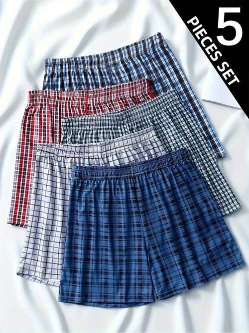 5pcs mens soft comfortable and breathable boxer briefs trendy and fashionable mens boxer shorts gusseted beach shorts casual and sport boxer trunks