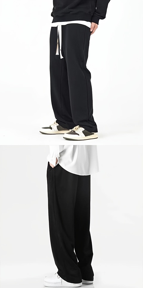 Men's Drawstring Sweatpants Loose Fit Sweatpants, Straight Leg Trousers 