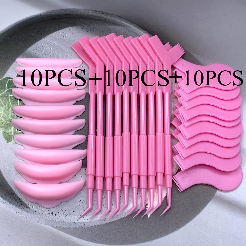 TEMU 30pcs Eyelash Extension Tool Set Y-shaped Brush Pad And 3-in-1 Eyelash Perm Rod Lash Extension Tool