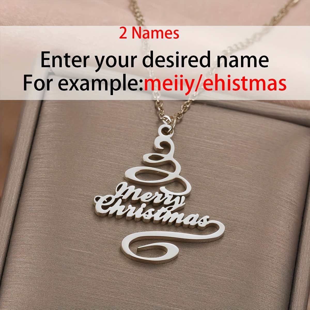 Custom Personalized Christmas Tree Pendant Necklace