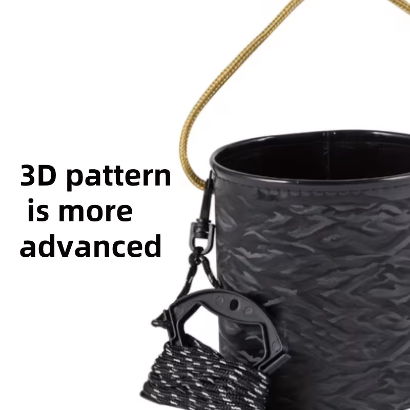one piece of a collapsible bucket with a 3 a portable plastic container suitable for activities like camping and fishing ideal for live bait and folded for use bathroom or patio Product details 2