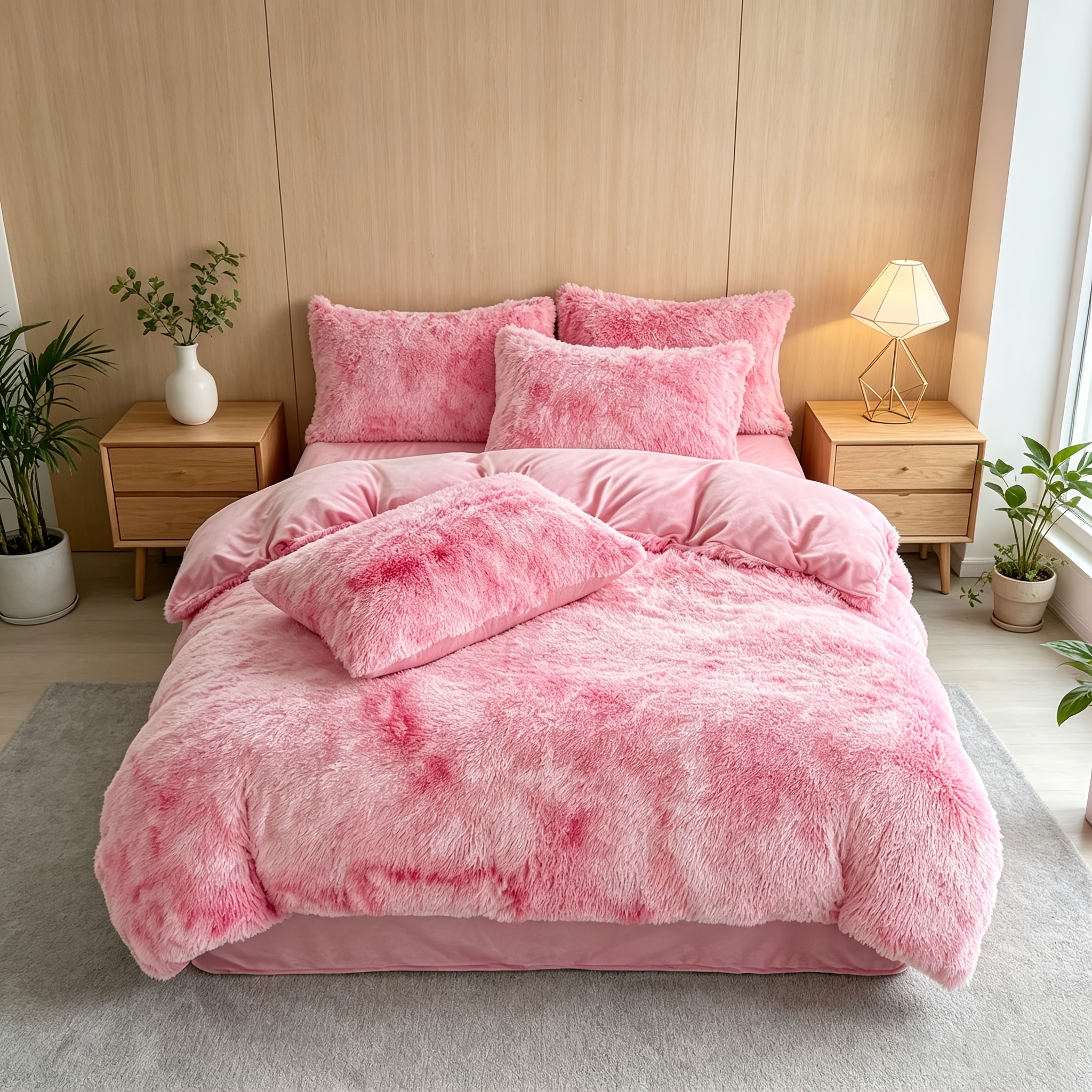 Image of 3pcs Home Soft Long Plush Tie-dye Duvet Cover, Warm And High-value Bedding Three-piece Set (does Not Duvet Insert Or Pillow Inserts)