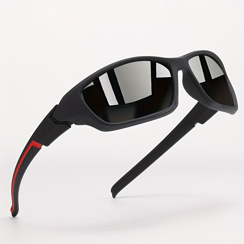 

1 Pair Hindfield Polarized Sports Fashion Glasses For - Sleek Black With Red Accent, Ideal For Fishing, Hiking, Parties & Street Photography, , Tac Lenses