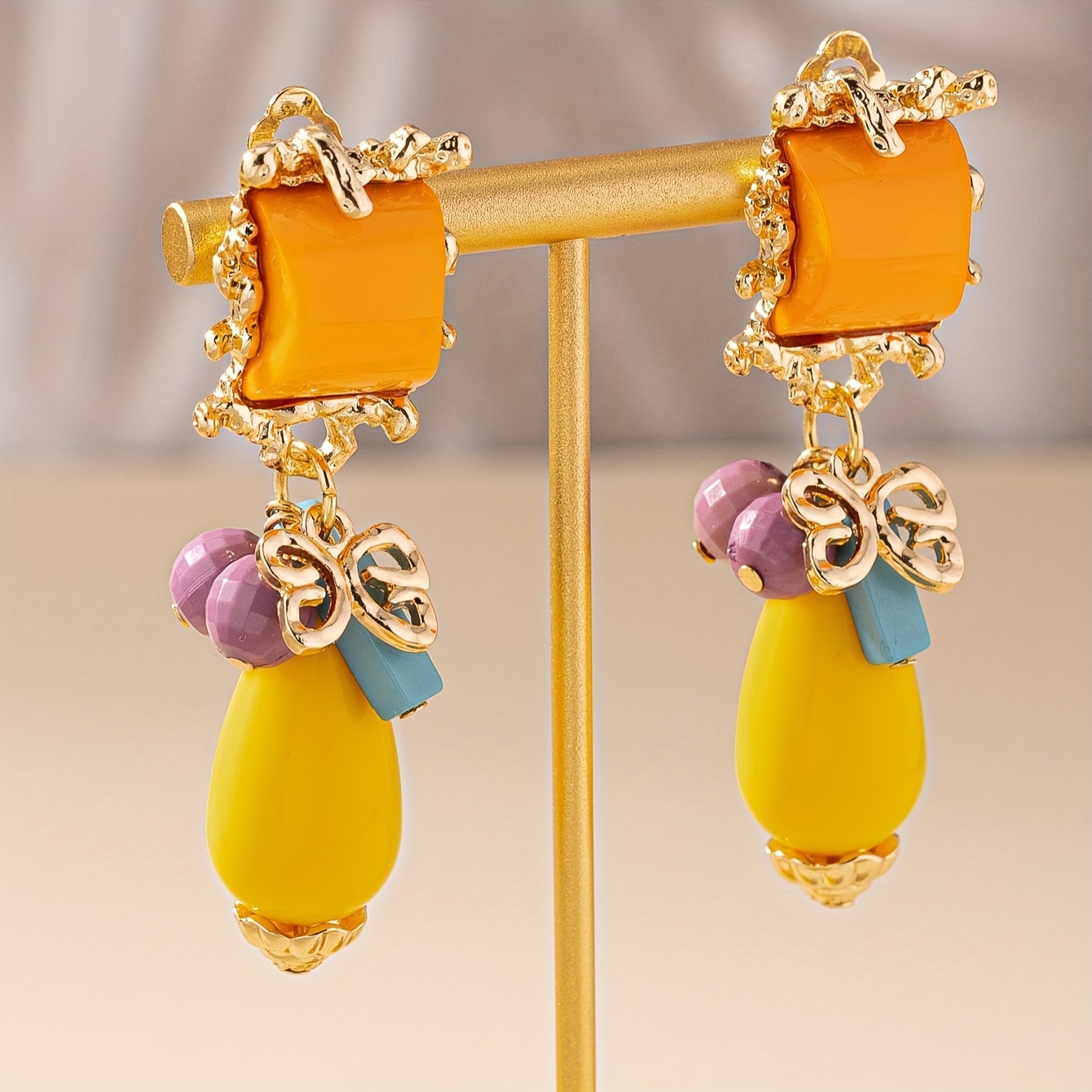 A Pair Of Red And Green Color- Tree-shaped Ear Clips