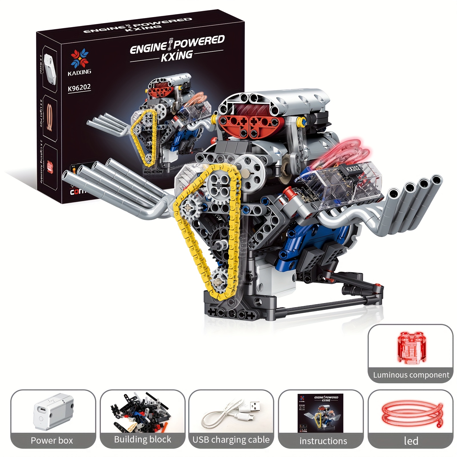 juguete montaje mecánico científico motor eléctrico v8 super