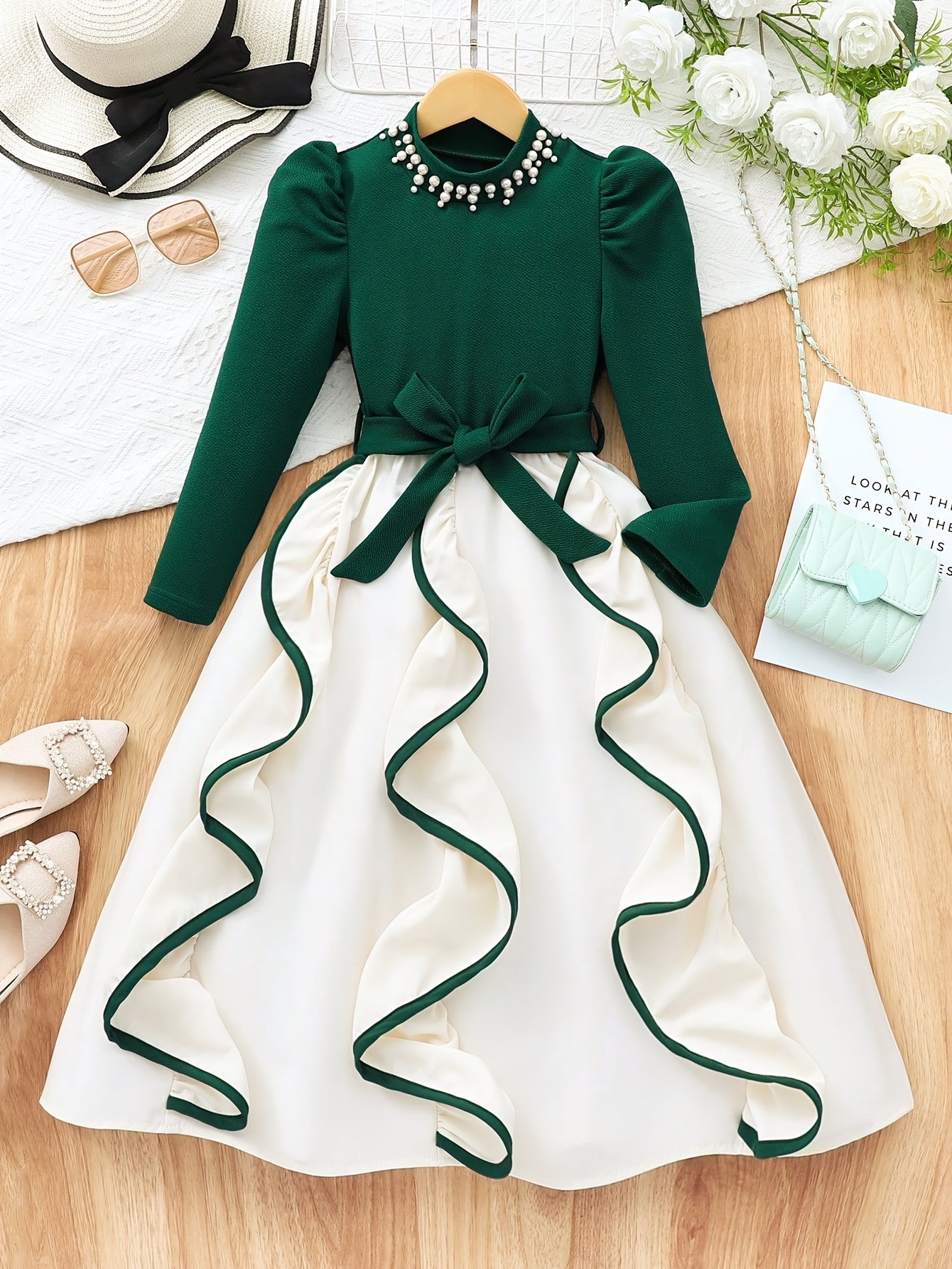 elegant vintage style autumn winter dress girls features a - Temu Oman