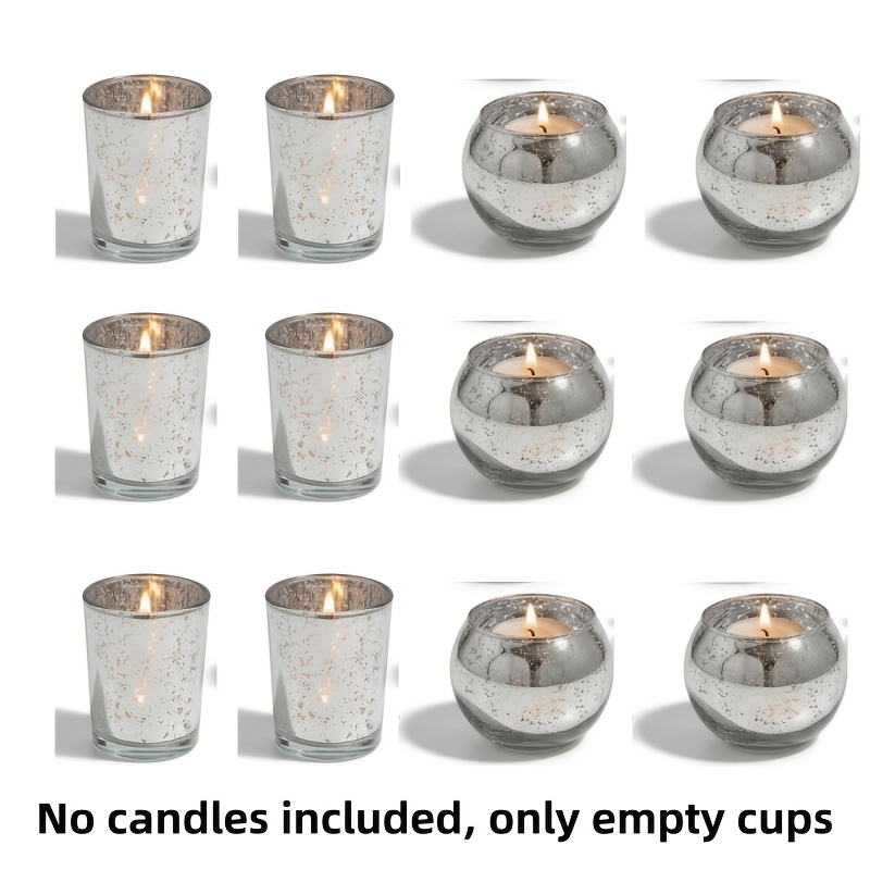TEMU Silvery Starry Sky Wish Candle Holder, Made Of Glass, Includes 12pcs, Suitable For Parties, Weddings, Birthday Decorations, As Well As Christmas