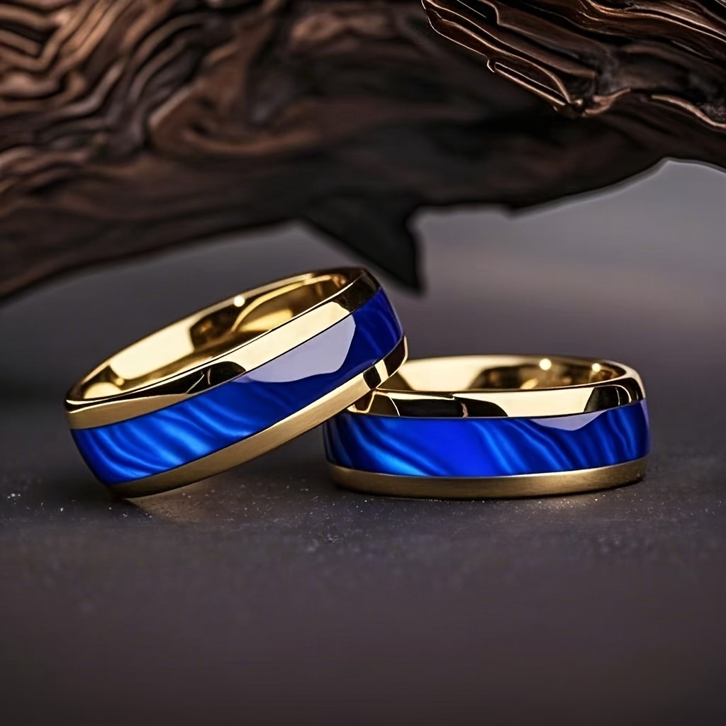 Men's Golden Background Ring, 8mm Width