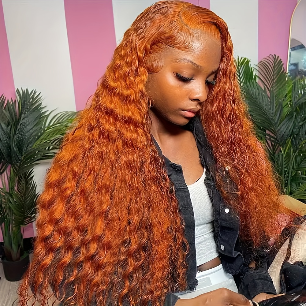 brazilian 30 40 inches orange ginger body wave 13x4 hd  display picture 1