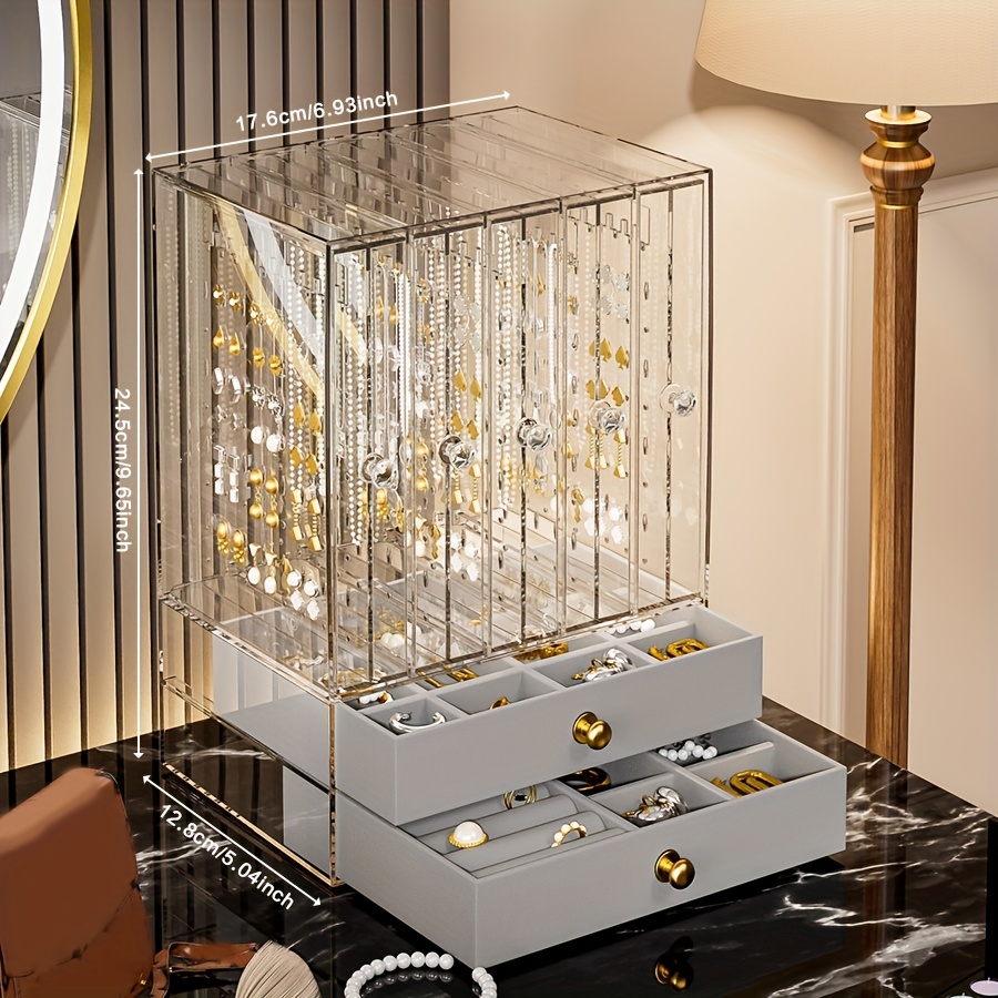 1pc elegant 8 tier transparent jewelry organizer box with fabric drawers large capacity stackable design for bracelets watches rings earrings necklaces versatile desktop storage solution jewelry box jewelry boxe jewelry boxes Product details 12
