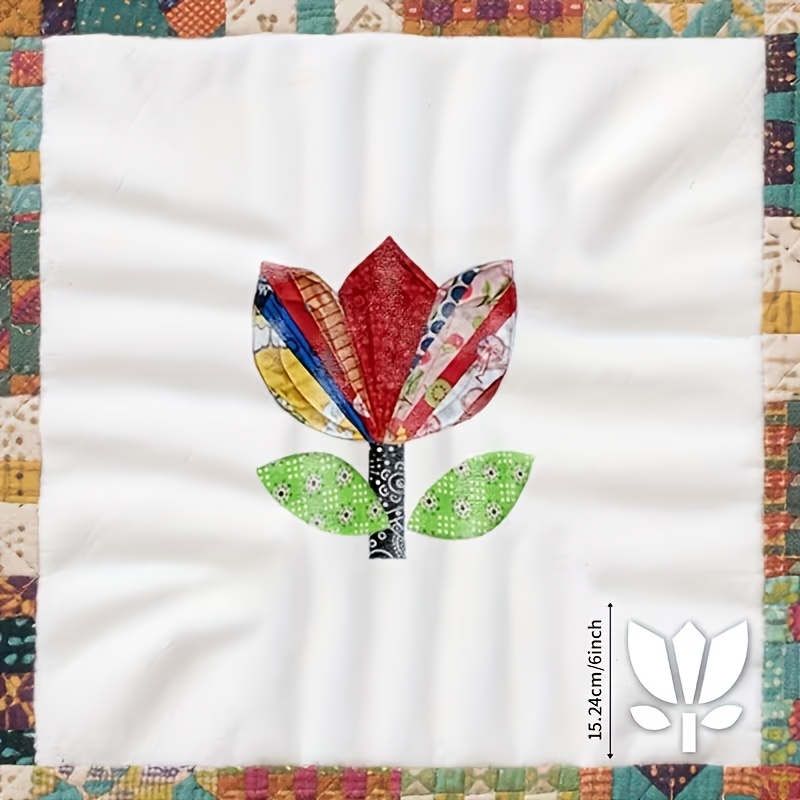 TEMU Juego de 6 reglas de costura con de tulipanes, de PET transparente en varios tamaños - Plantillas de corte para acolchado, dibujo de patrones y