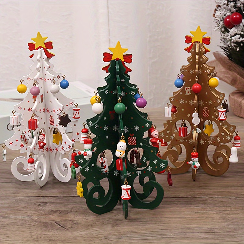 

1pc Christmas Tree Handmade Diy Stereo Wooden Christmas Tree Scene Layout