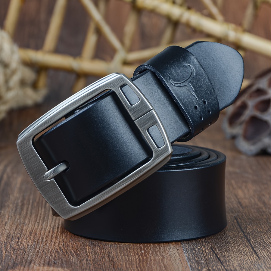 Image of Cowather Men Belts, Second Layer Cowhide Vintage Pin Belts For Men Xf001