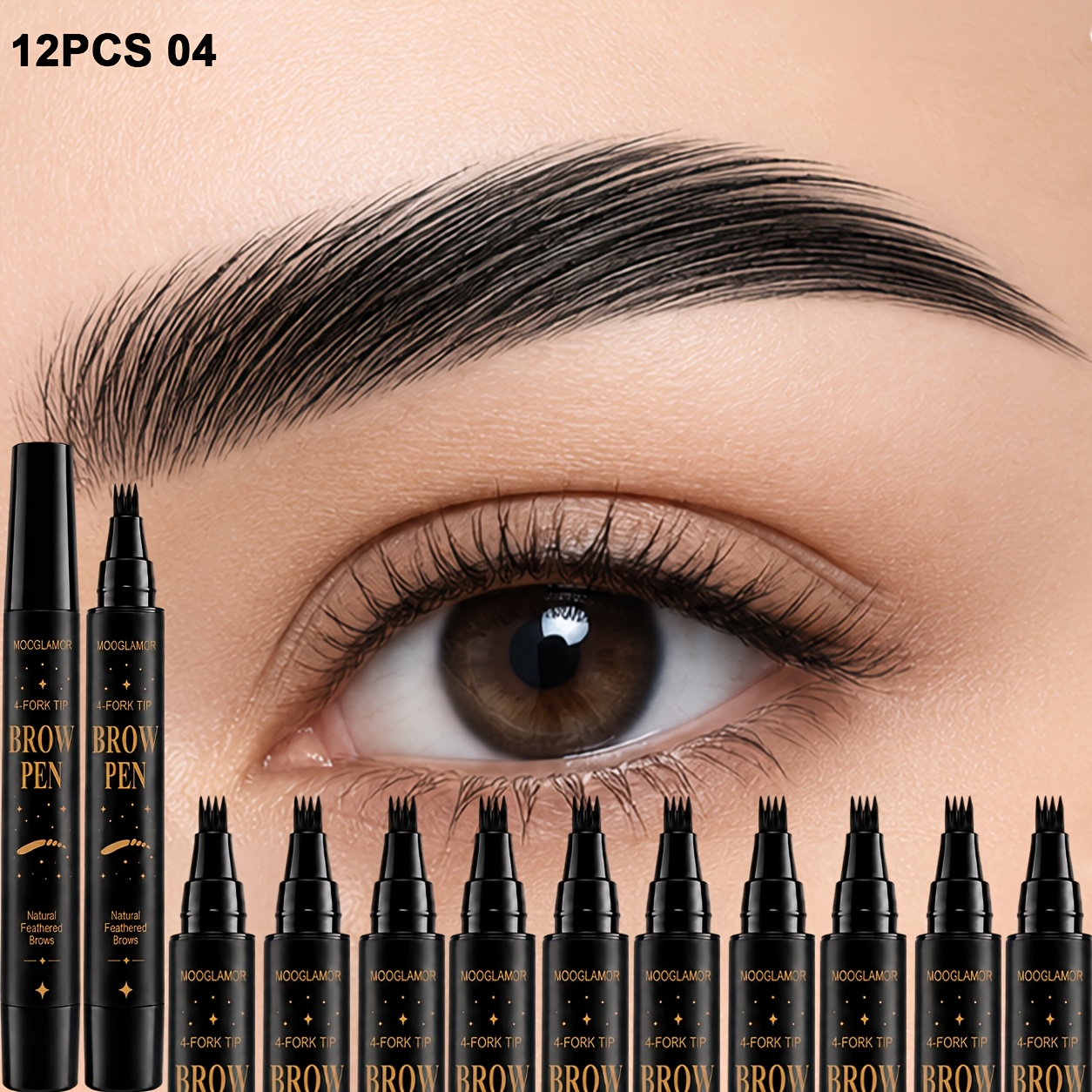 This 12pcs Liquid Eyebrow Pencil Set Long-, Water Resistance, And , Allowing For Precise Definition And Shaping Of Natural, Eyebrows. Its Portable Design Combines Practicality With Aesthetics