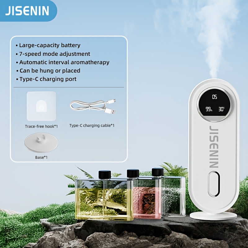 TEMU 1pc Of Aromatherapy Machine And Humidifier, Usb Charging With Long | 7-level Timing Spray | Cool Lighting | Led Digital Display | Accessories,